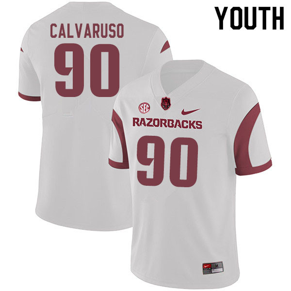 Youth #90 Vito Calvaruso Arkansas Razorbacks College Football Jerseys Sale-White